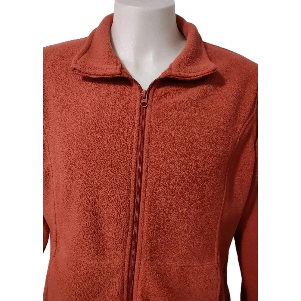 Cabelas Fleece Jacket 2XL Mens Gorp Cabin Core Orange Full Zip Mock Neck Coat